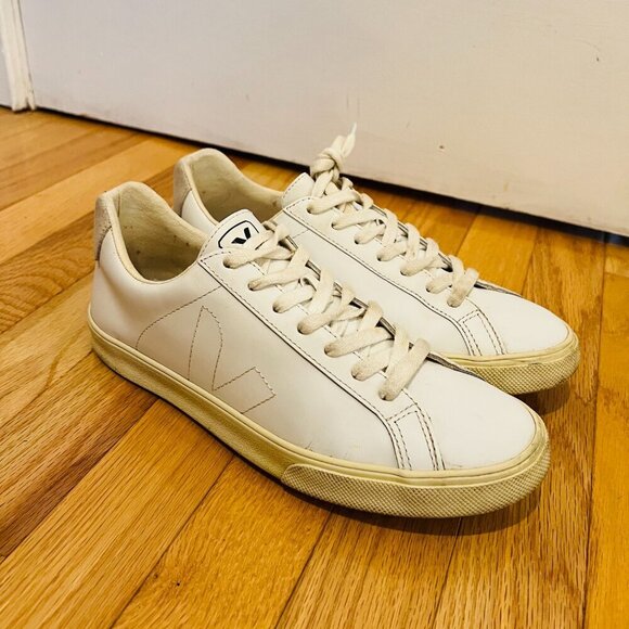 VEJA Low Esplar Leather Lace-Up Sneakers | White Great Condition Size 9 - Picture 6 of 16